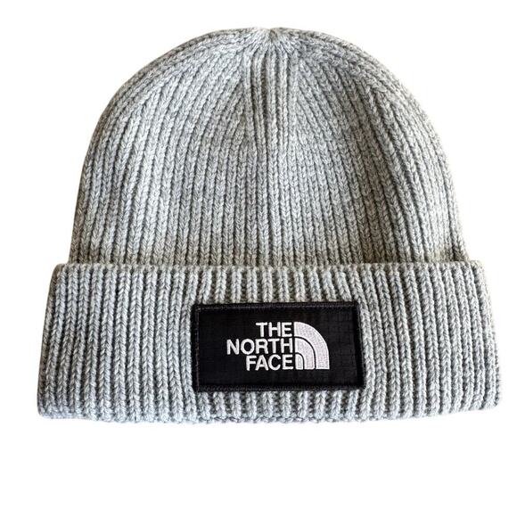 NWOT The North Face Logo Box Cuffed Beanie Size OS Gray - Picture 1 of 5